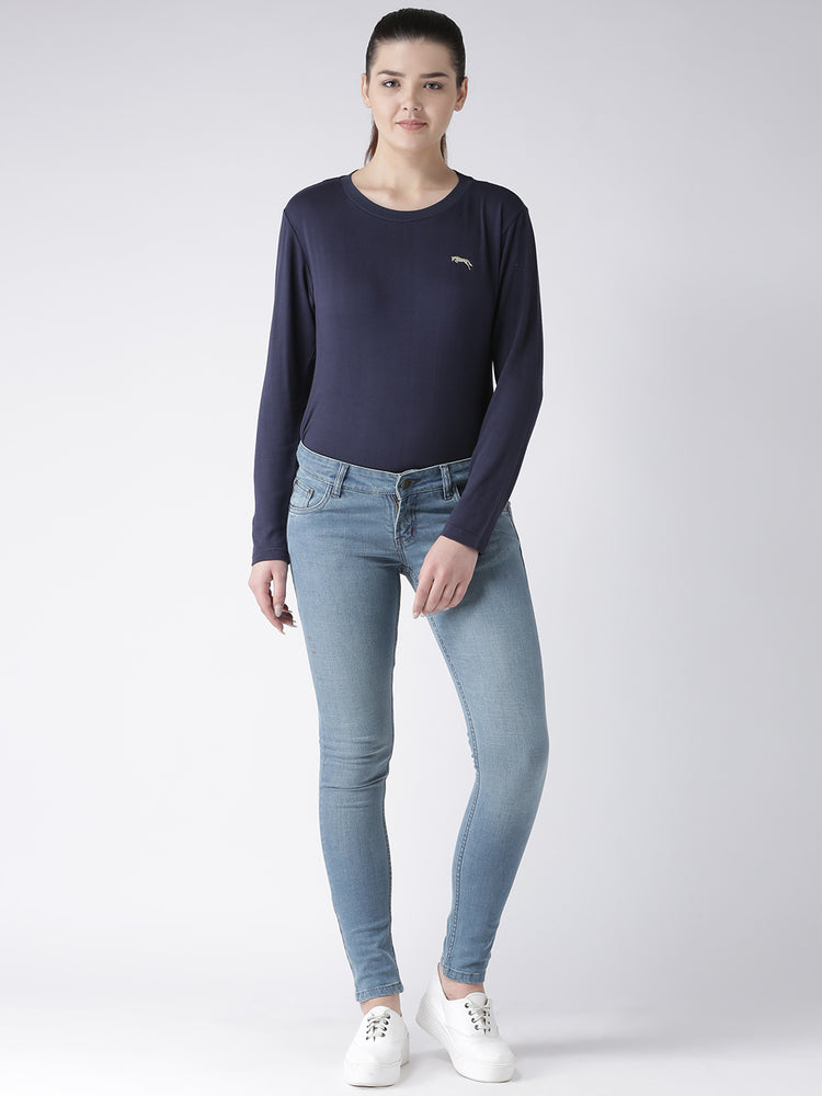 Women Blue Skinny Fit Mid-Rise Clean Look Jeans - JUMP USA