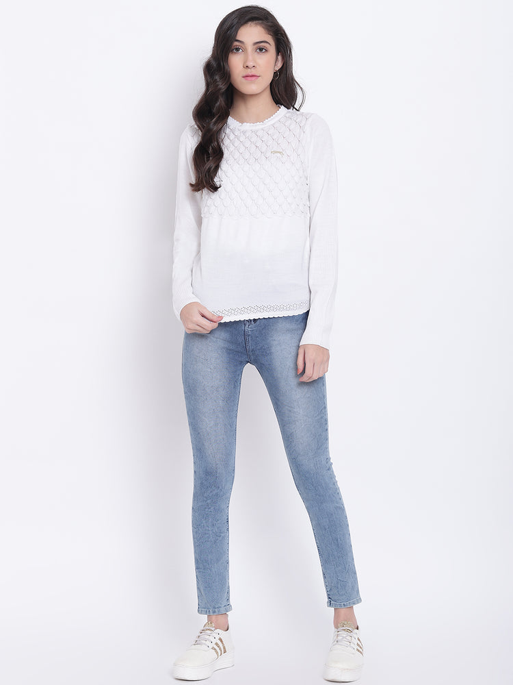 Women White Casual Sweaters - JUMP USA