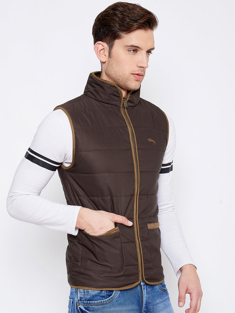 JUMP USA Men Coffee Brown Sleeveless Padded Jacket - JUMP USA