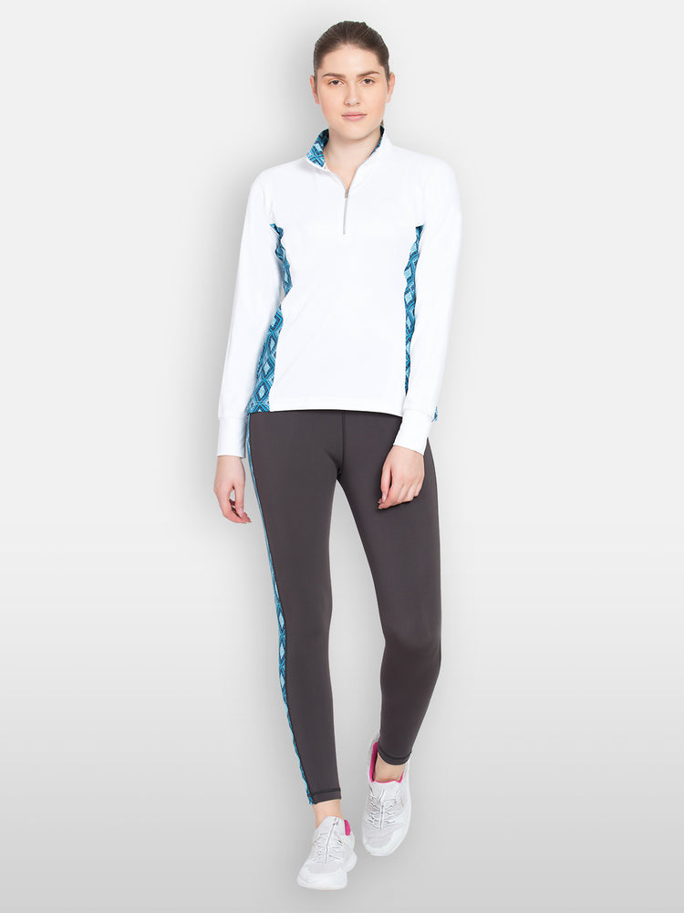 Women Solid Stand Collar Tshirt - JUMP USA