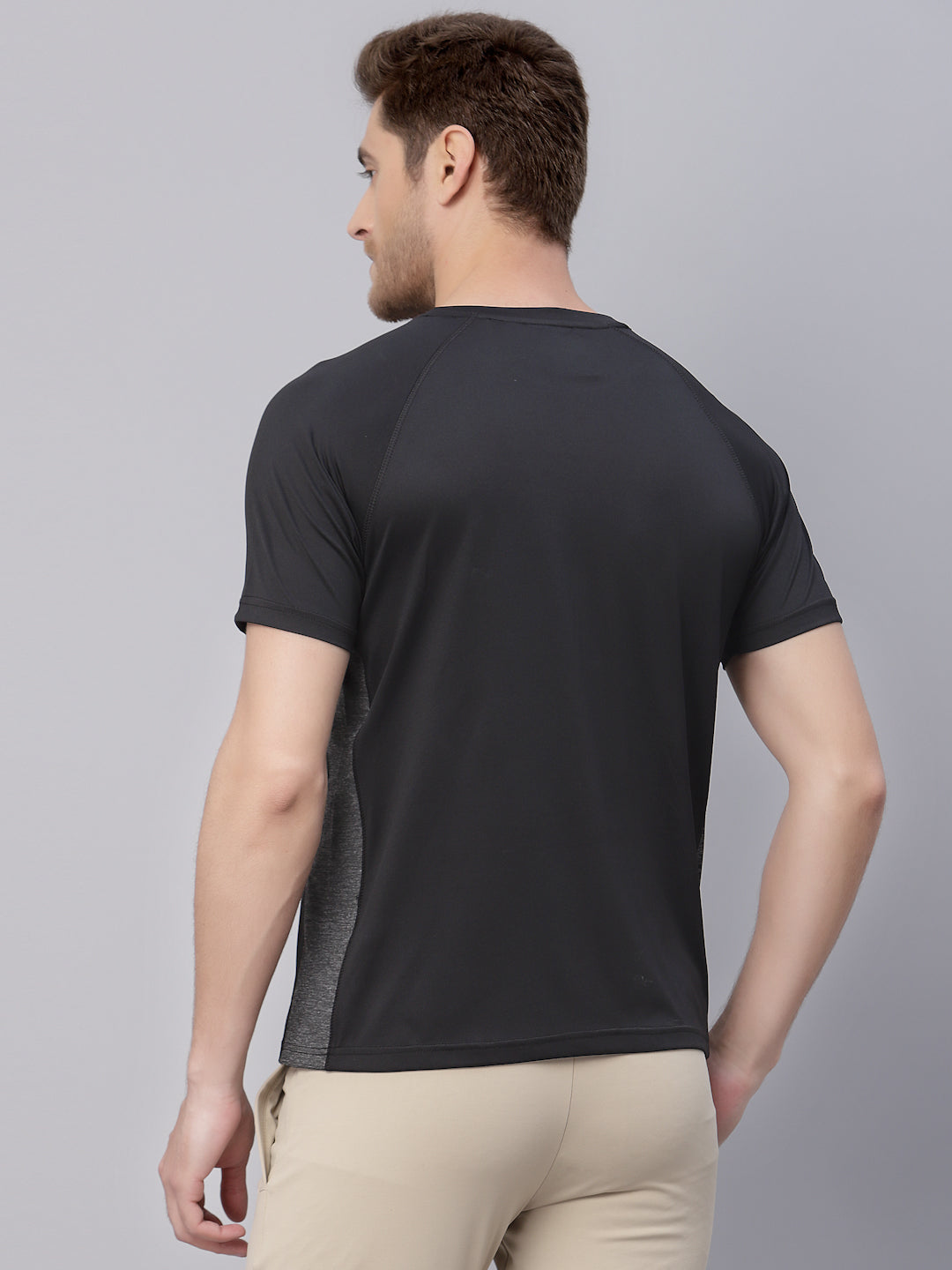 JUMP USA Men Black Sports Round Neck T-shirt