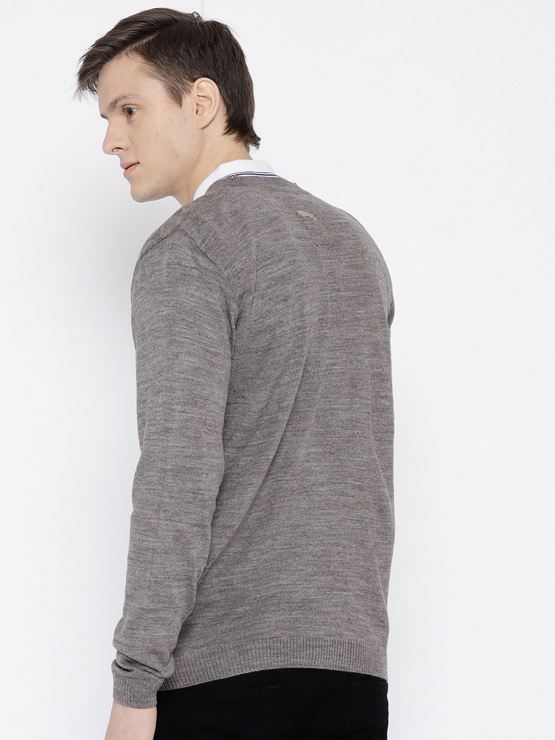 Men Beige self Design Pullover - JUMP USA