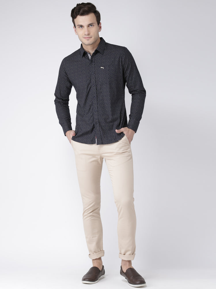 Men Casual Printed Navy Blue Shirts - JUMP USA