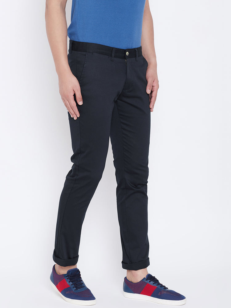 JUMP USA Men Navy Blue Regular Fit Solid Trousers - JUMP USA