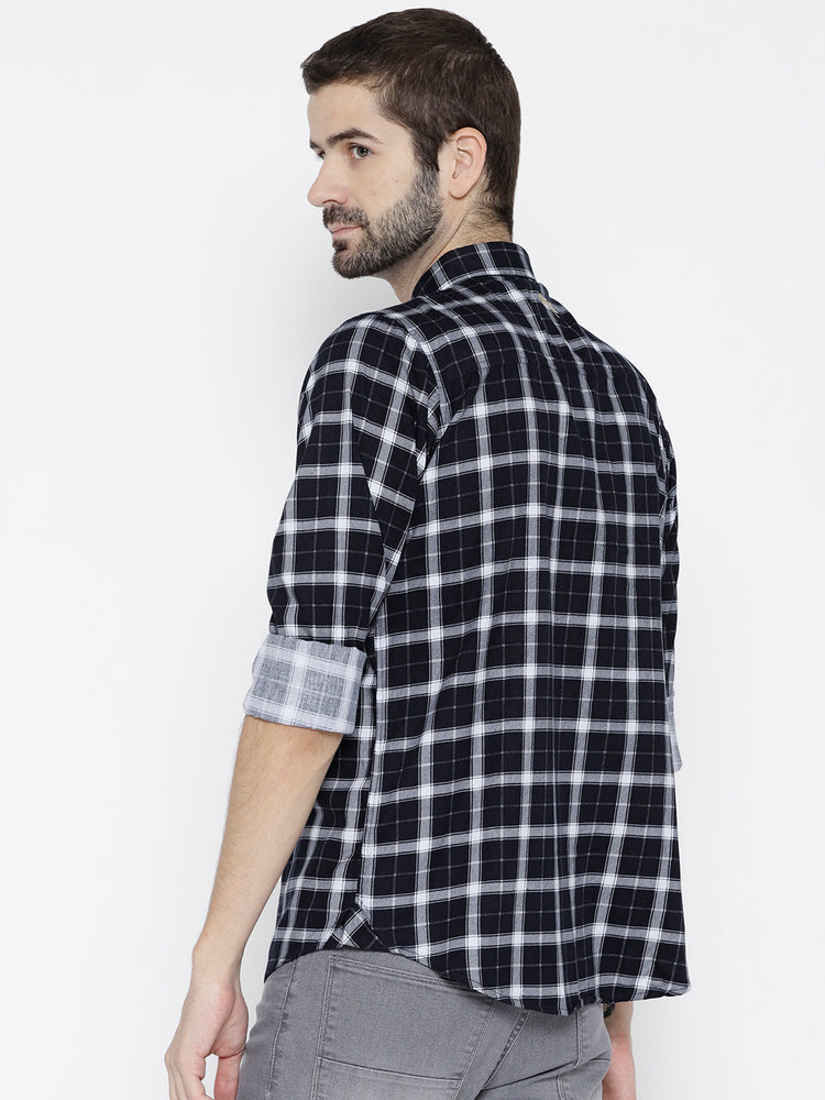 Men Beige Regular Fit Checked Casual Shirt - JUMP USA
