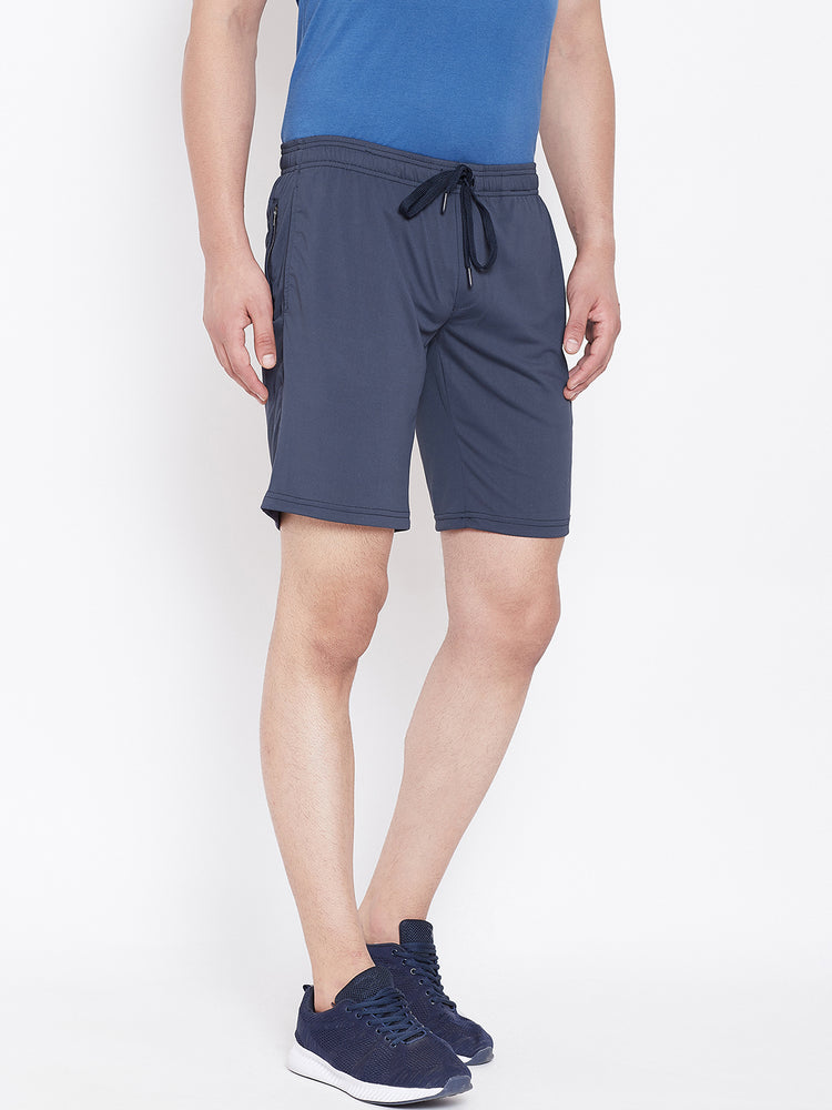 JUMP USA Men Navy Blue Solid Active Wear Shorts - JUMP USA