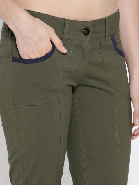 Women Solid Slim Fit Trousers - JUMP USA