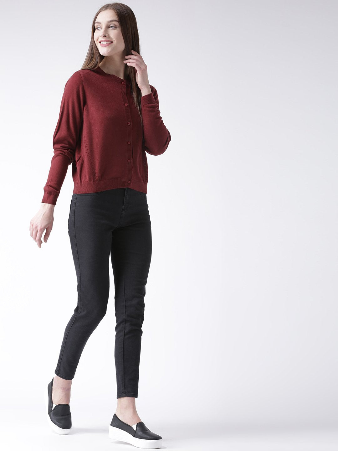 Women Cotton Casual Long Sleeve Red Winter Sweaters
