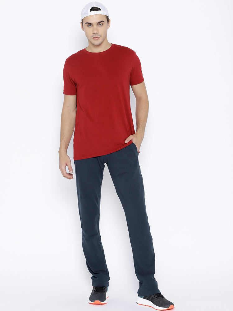 Navy Blue Solid Track Pants - JUMP USA