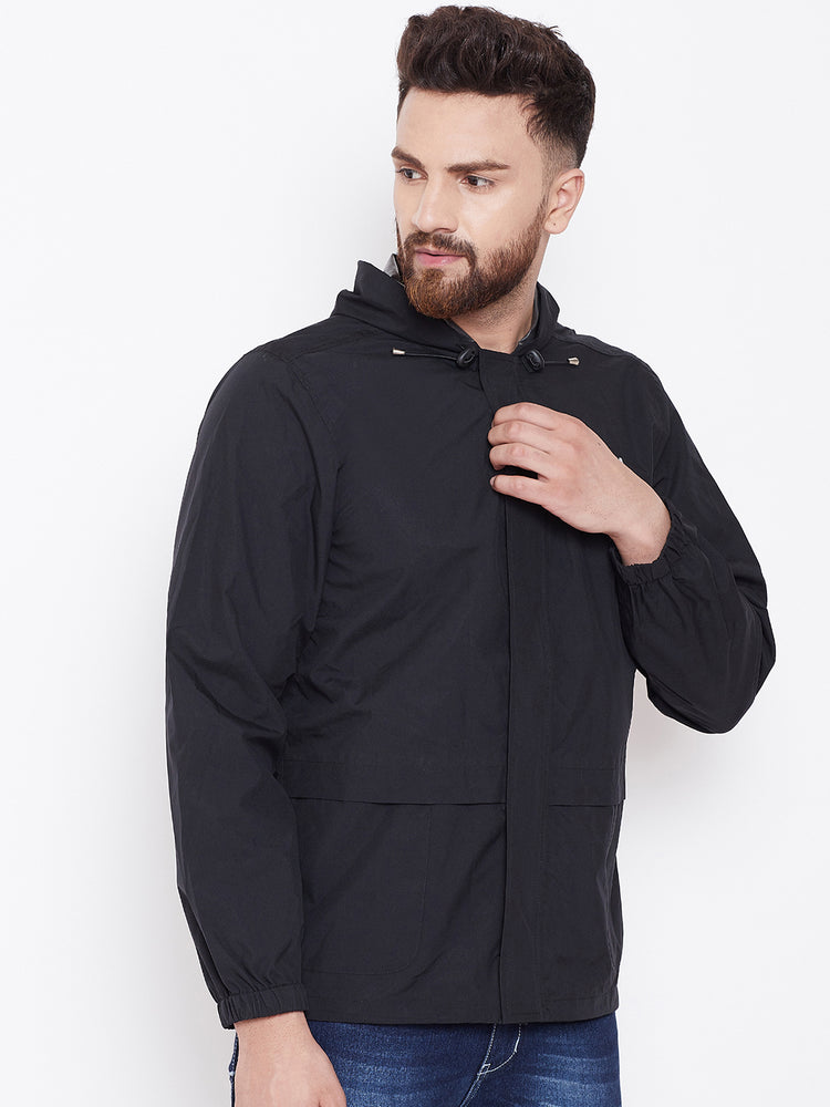 JUMP USA Men Black Hooded Rain Jacket - JUMP USA