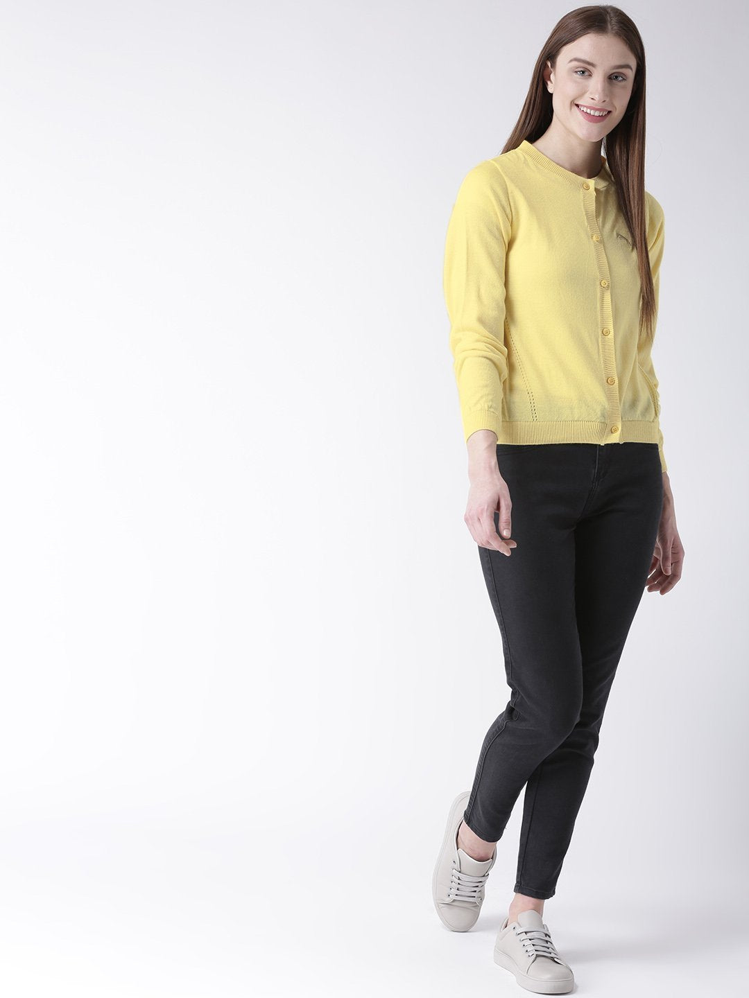 Women Cotton Casual Long Sleeve Yellow Winter Sweaters - JUMP USA (1568776519722)