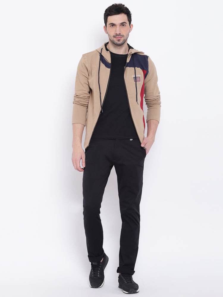 Men Casual Colourblocked Beige Sweatshirt - JUMP USA