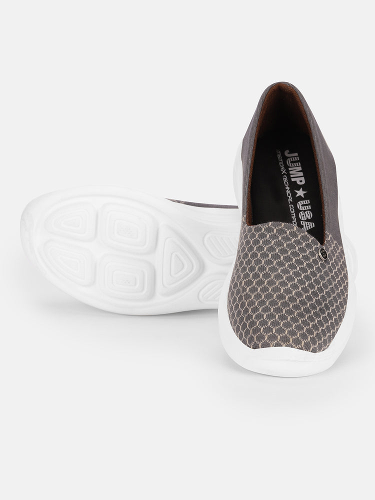 JUMP USA Women's Textured Grey Smart Casual Sneakers Shoes - JUMP USA