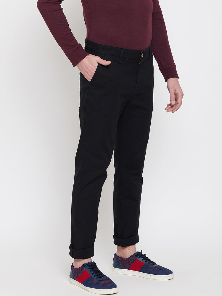 JUMP USA Men Black Casual Slim Fit Trousers - JUMP USA