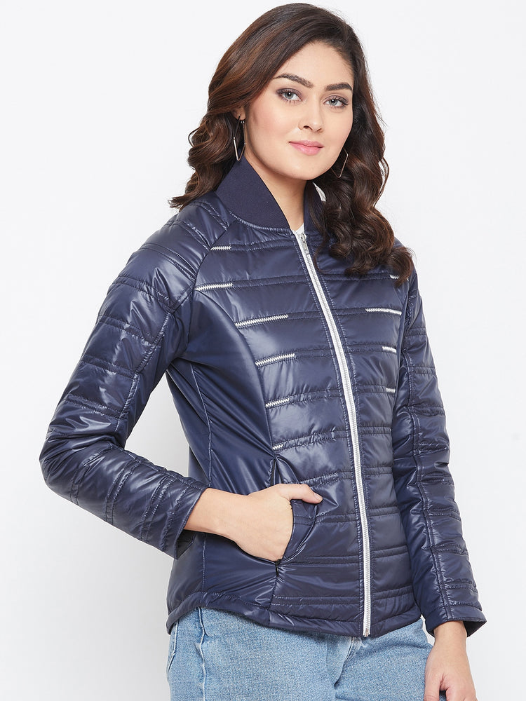JUMP USA Women Blue Solid Padded Jacket - JUMP USA