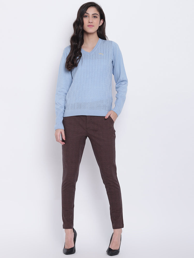 Women Coffee Brown Casual Trousers - JUMP USA