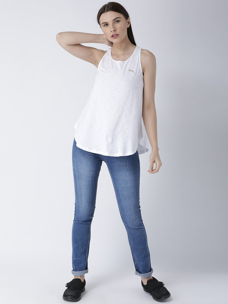Women White Solid Top - JUMP USA
