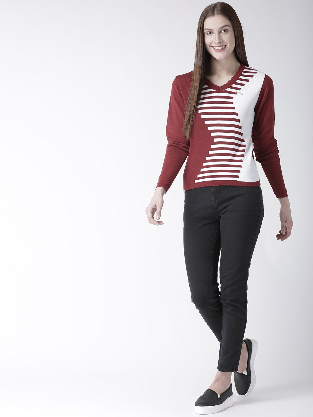 Women Cotton Casual Long Sleeve Red Winter Sweaters - JUMP USA (1568777044010)