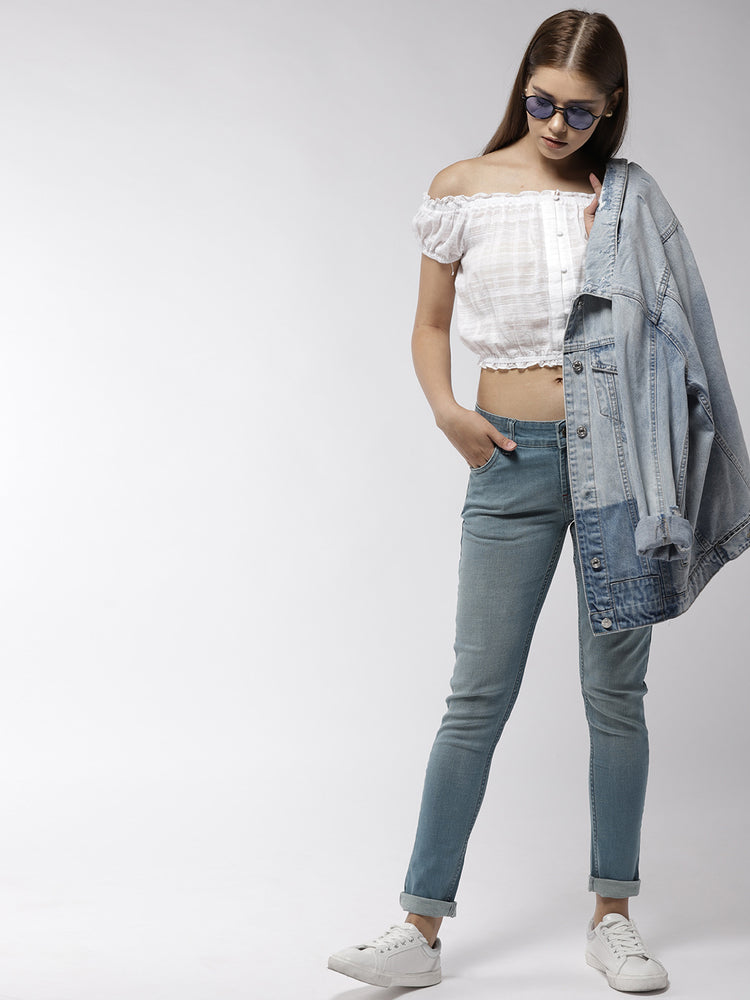 Women Blue Skinny Fit Mid-Rise Clean Look Jeans - JUMP USA