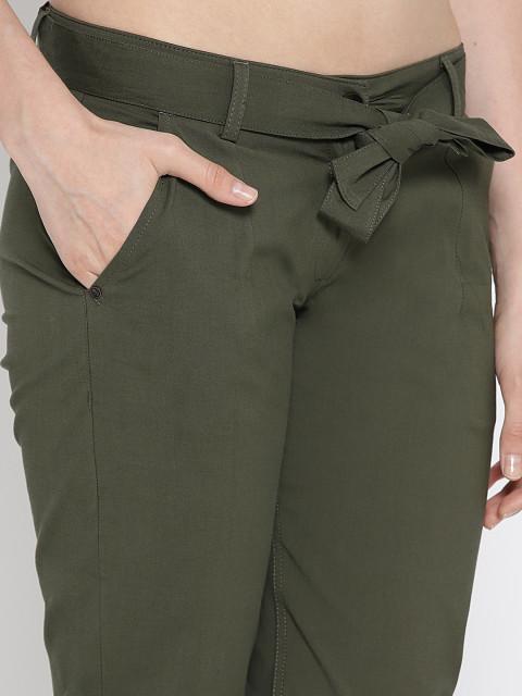 Women Solid Cropped Trousers - JUMP USA