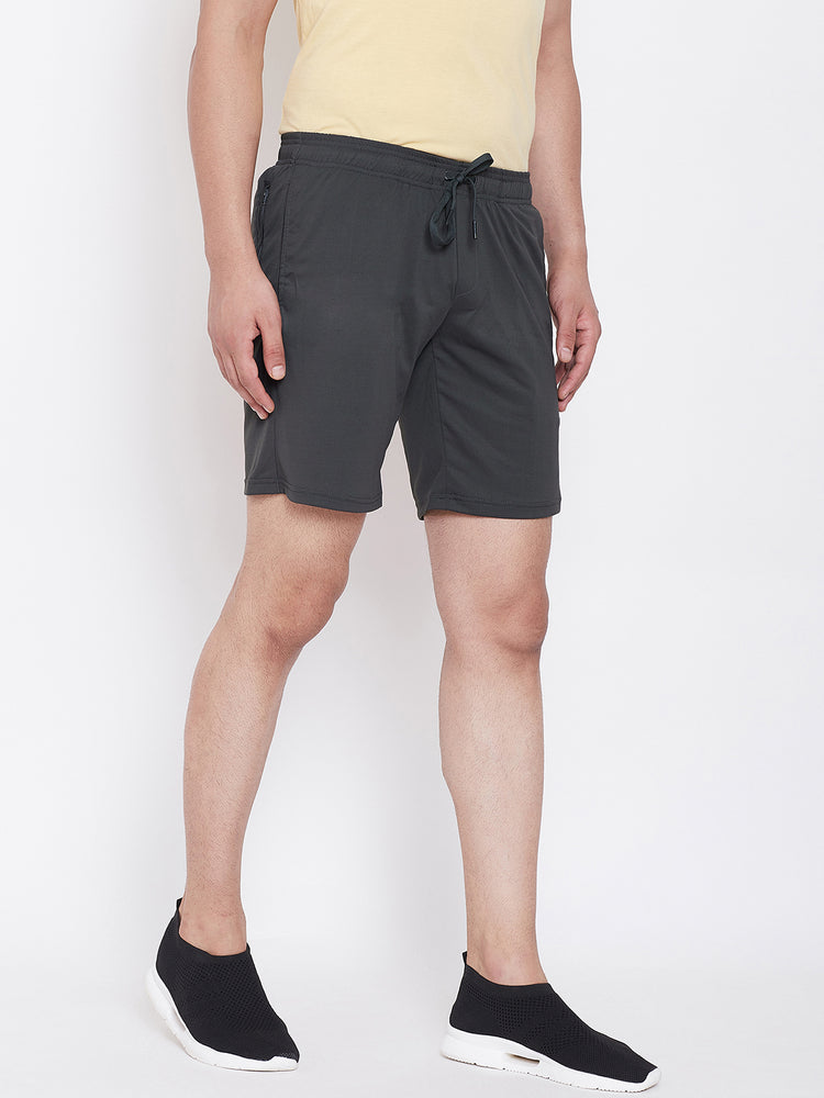 JUMP USA Men Solid Charcoal Active Wear Shorts - JUMP USA