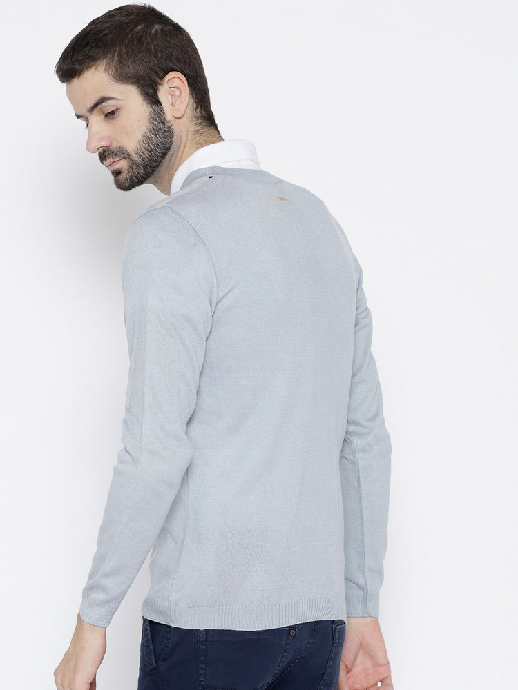 Men Blue Colourblocked Pullover - JUMP USA