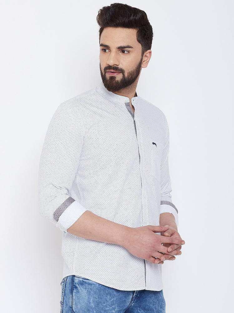 JUMP USA Men White Printed Cotton Casual Shirts - JUMP USA