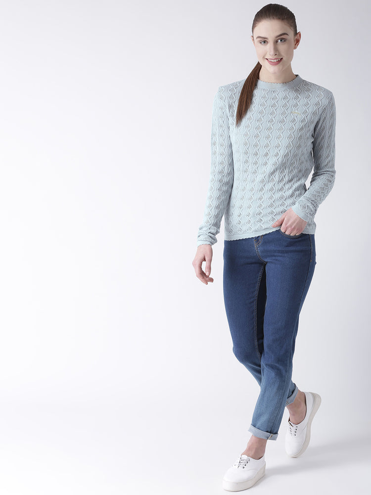 JUMP USA Women Red Self Design Sweater - JUMP USA