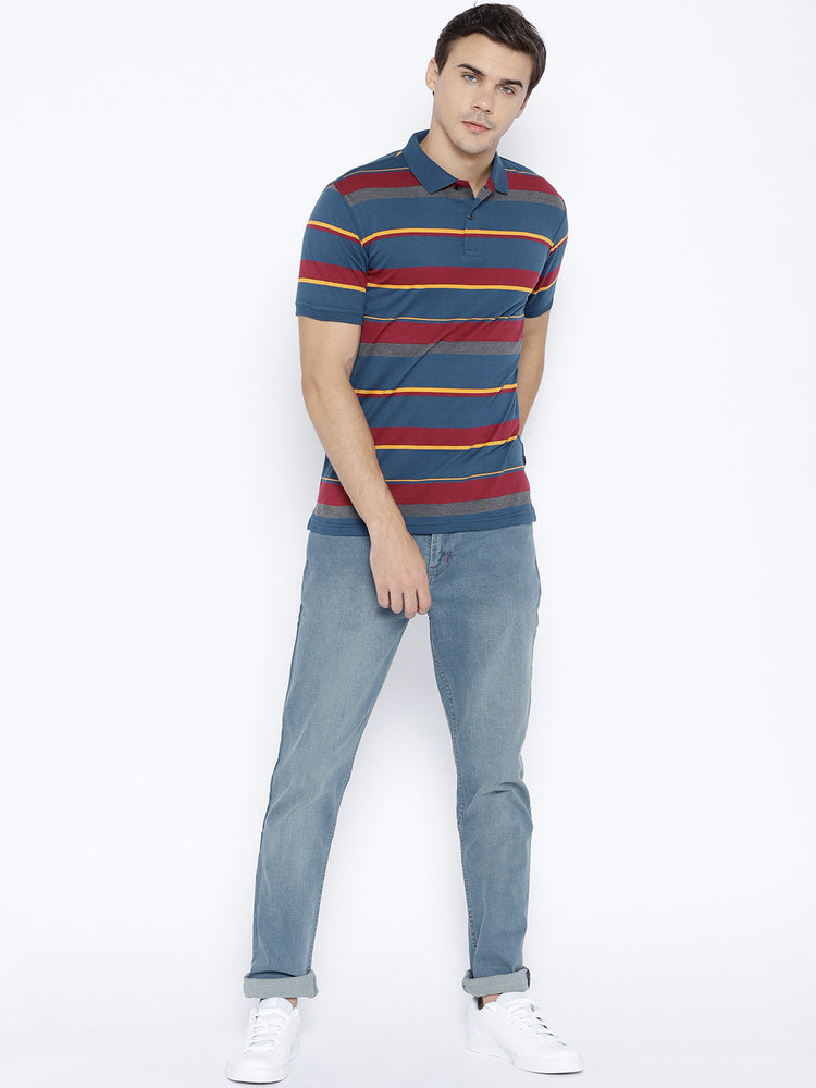Men Blue Regular Fit Mid-Rise Clean Look Stretchable Jeans - JUMP USA