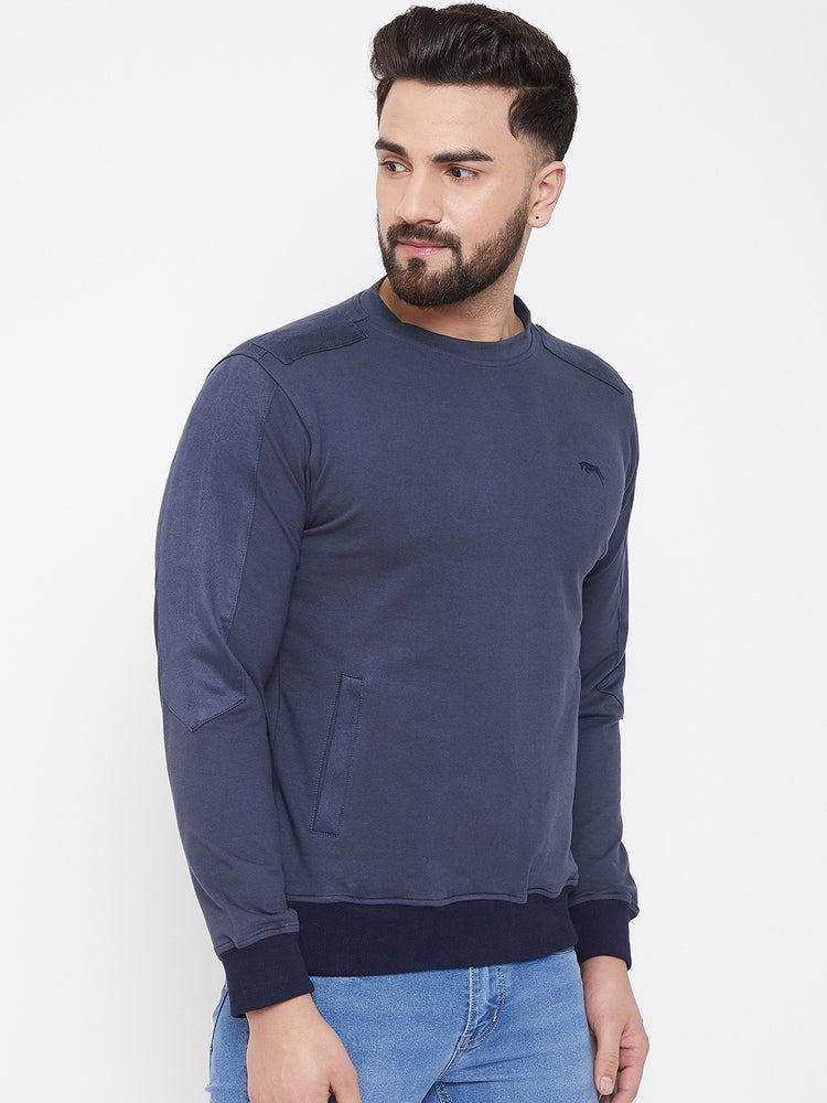 JUMP USA Men Navy Blue Solid Sweatshirt - JUMP USA