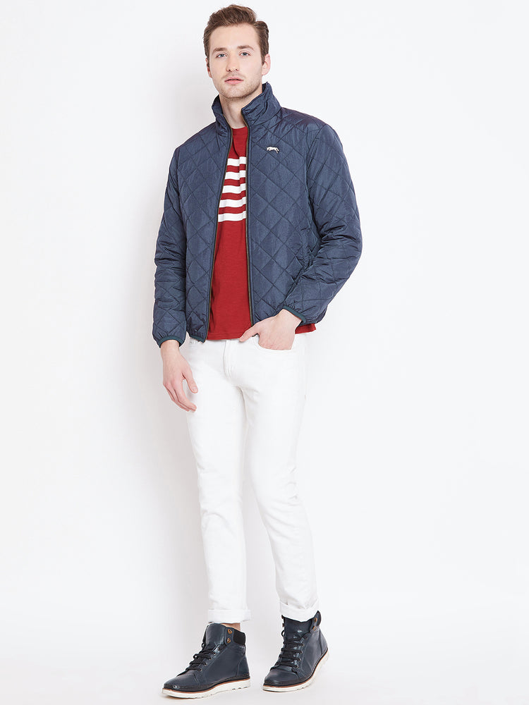 Mens Solid Ec Navy Quilted Jacket - JUMP USA