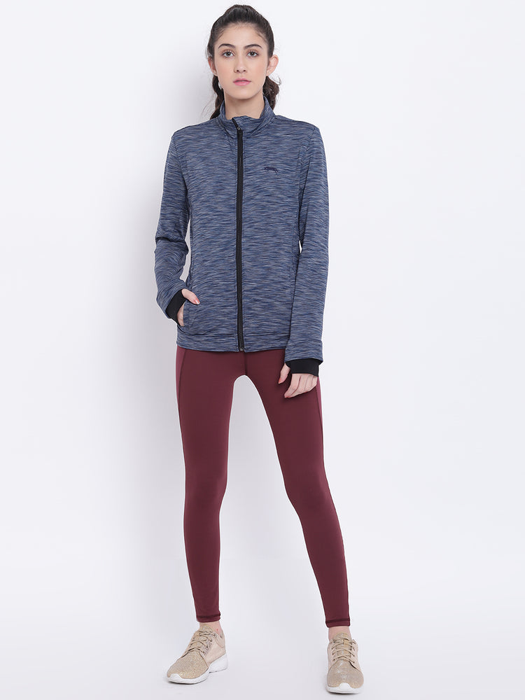 Women Navy Blue Sports Sporty Jacket - JUMP USA