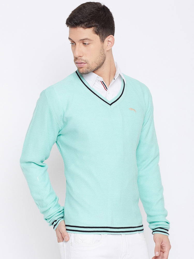 JUMP USA Men Blue Self Design Pullover - JUMP USA