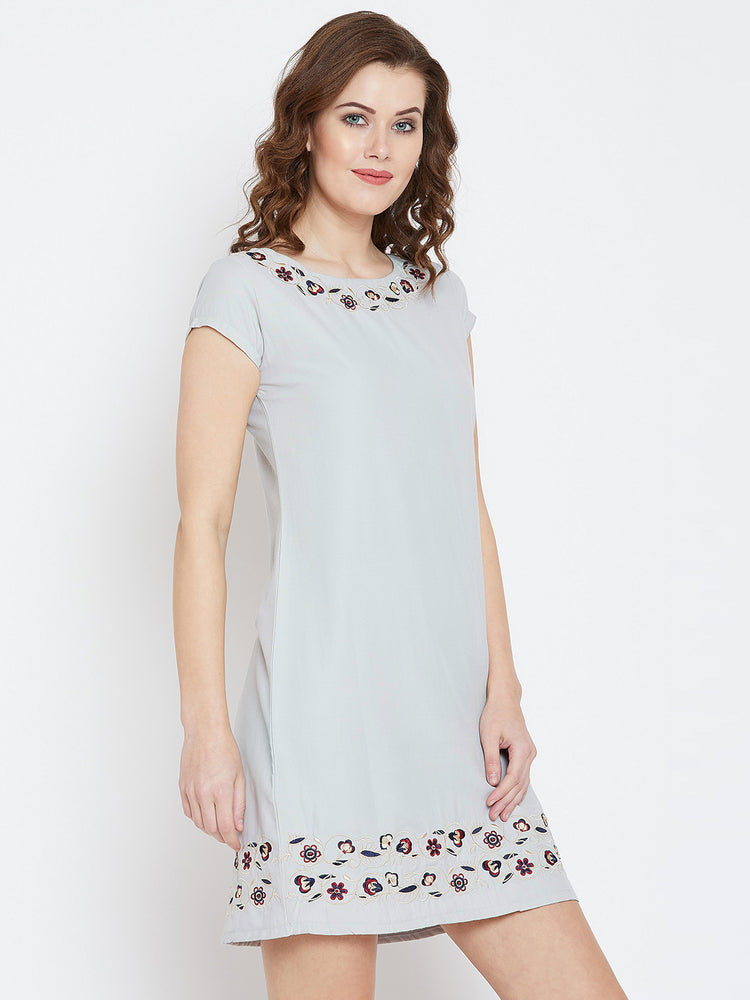 JUMP USA Women Grey Embroidered Sheath Dress - JUMP USA