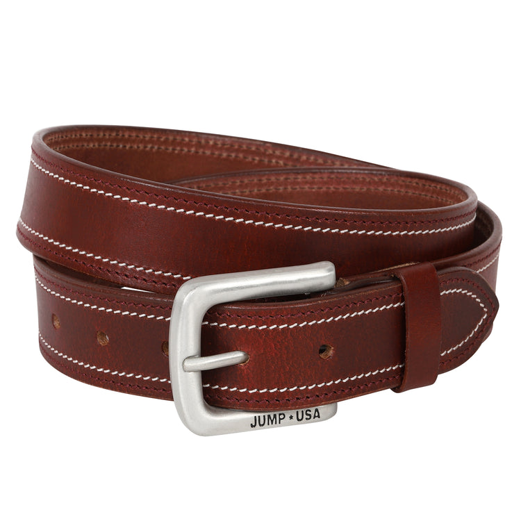 Men Leather Brown Belts With Metal Buckle - JUMP USA