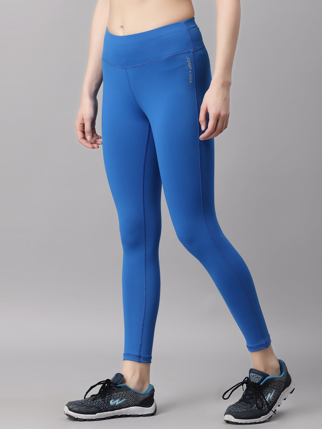 JUMP USA Running Women Royal Blue Solid Rapid-Dry Tights