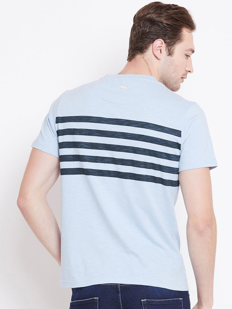 Men Blue Striped Casual T-shirt - JUMP USA