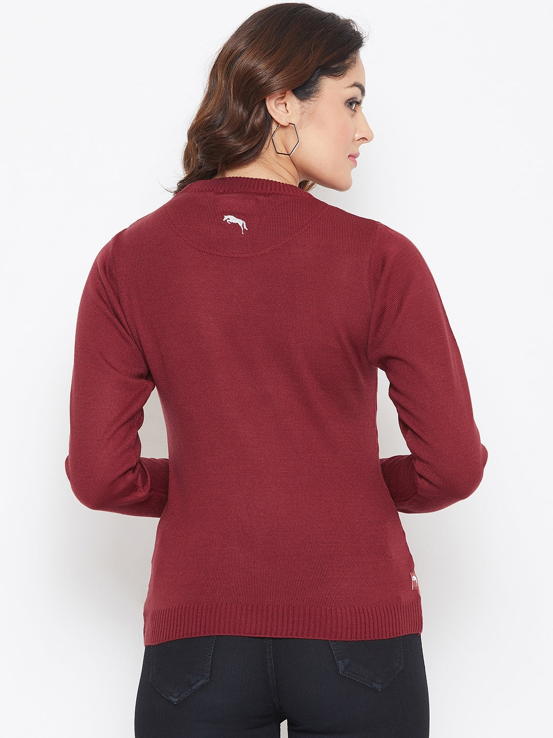 JUMP USA Women Red Self Design Sweater - JUMP USA