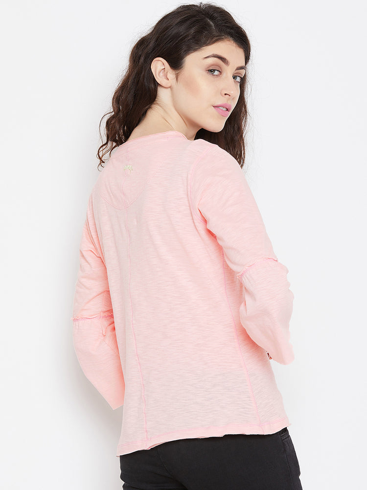 Women Pink Solid Casual Tops - JUMP USA