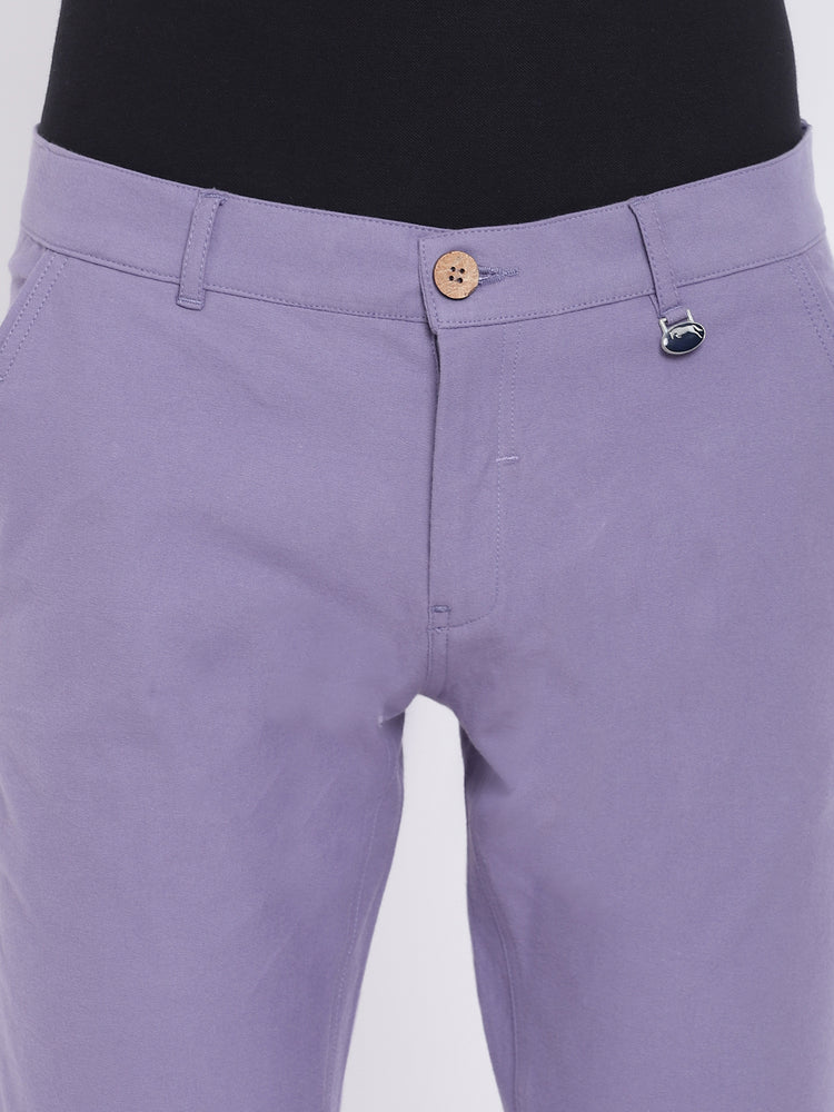 Men Casual Solid Purple Chinos - JUMP USA
