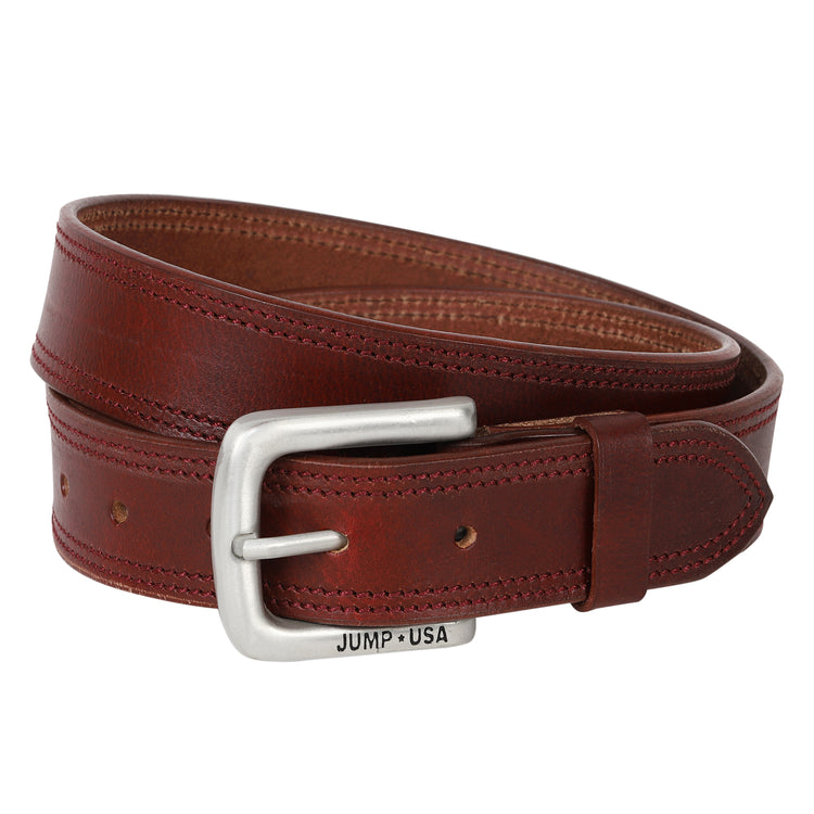 Men Leather Brown Belts With Metal Buckle - JUMP USA