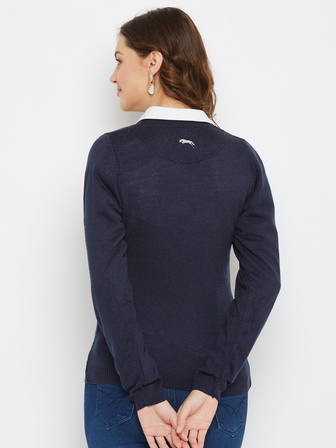 JUMP USA Women Navy Blue Self Design Sweater