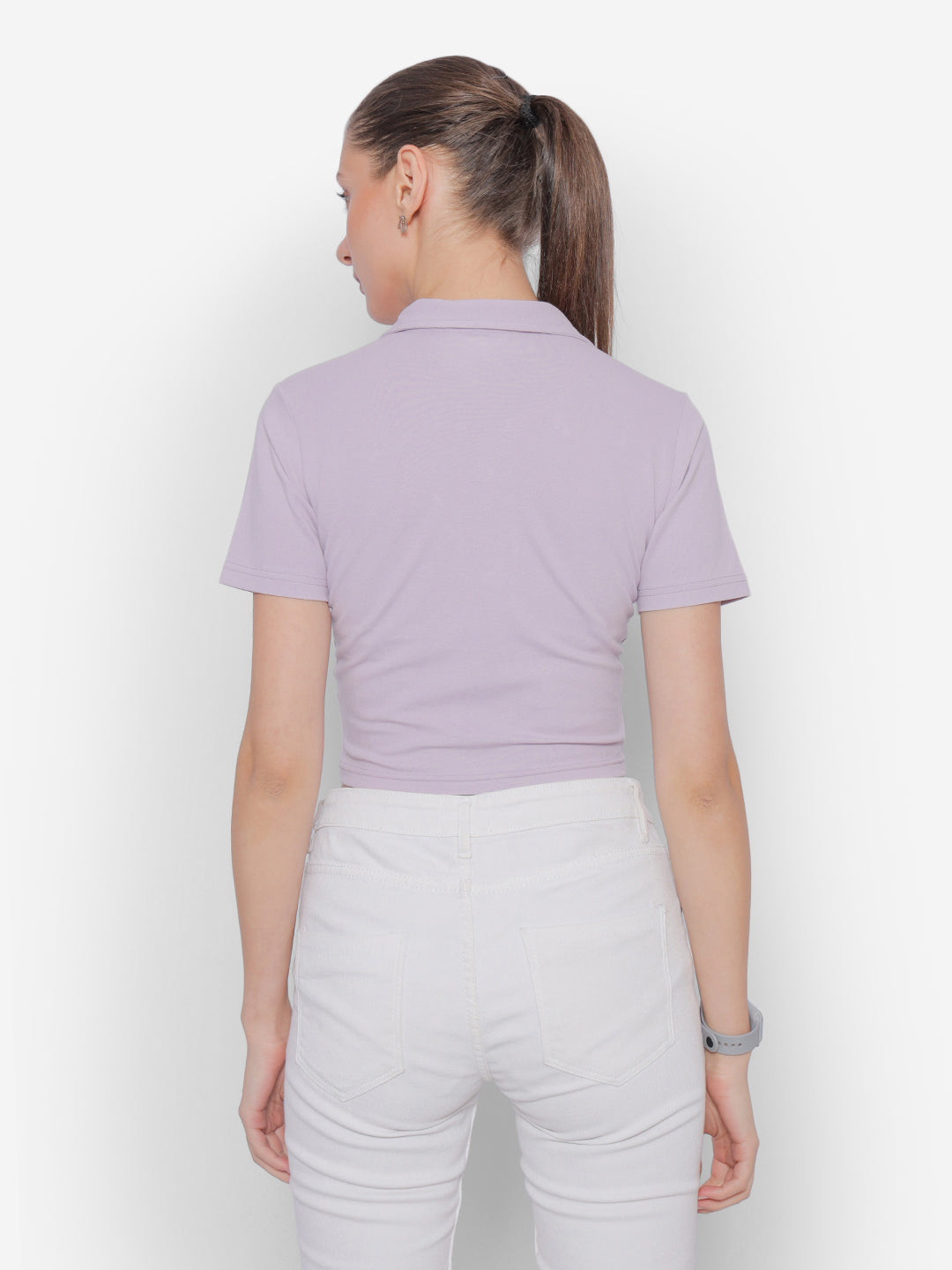 JUMP USA Pure Cotton Short Sleeve Polo Crop Top