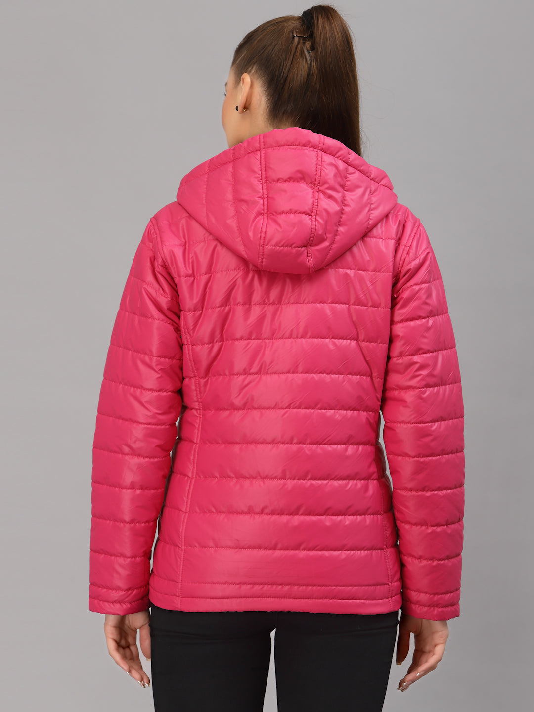 JUMP USA Women Pink Solid Active Wear Jacket With Hood