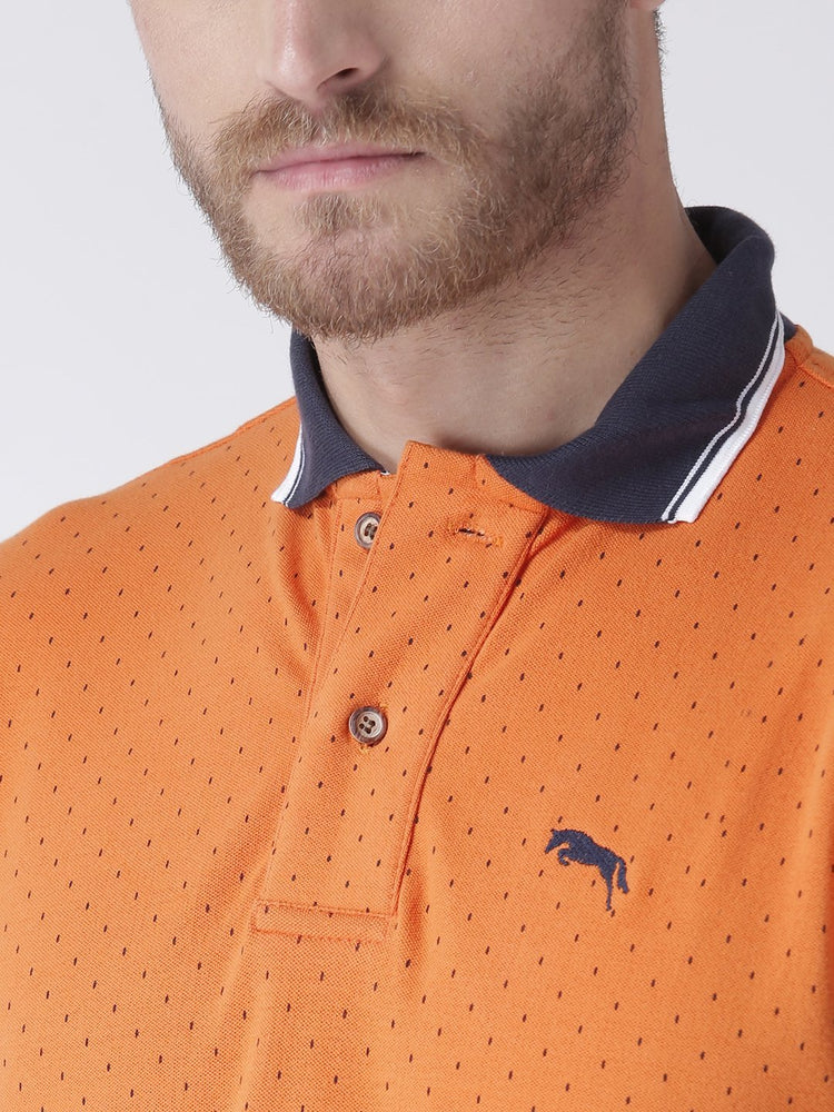 Men Orange & Electric Navy Cotton & Spandex T-Shirt - JUMP USA (1568786808874)