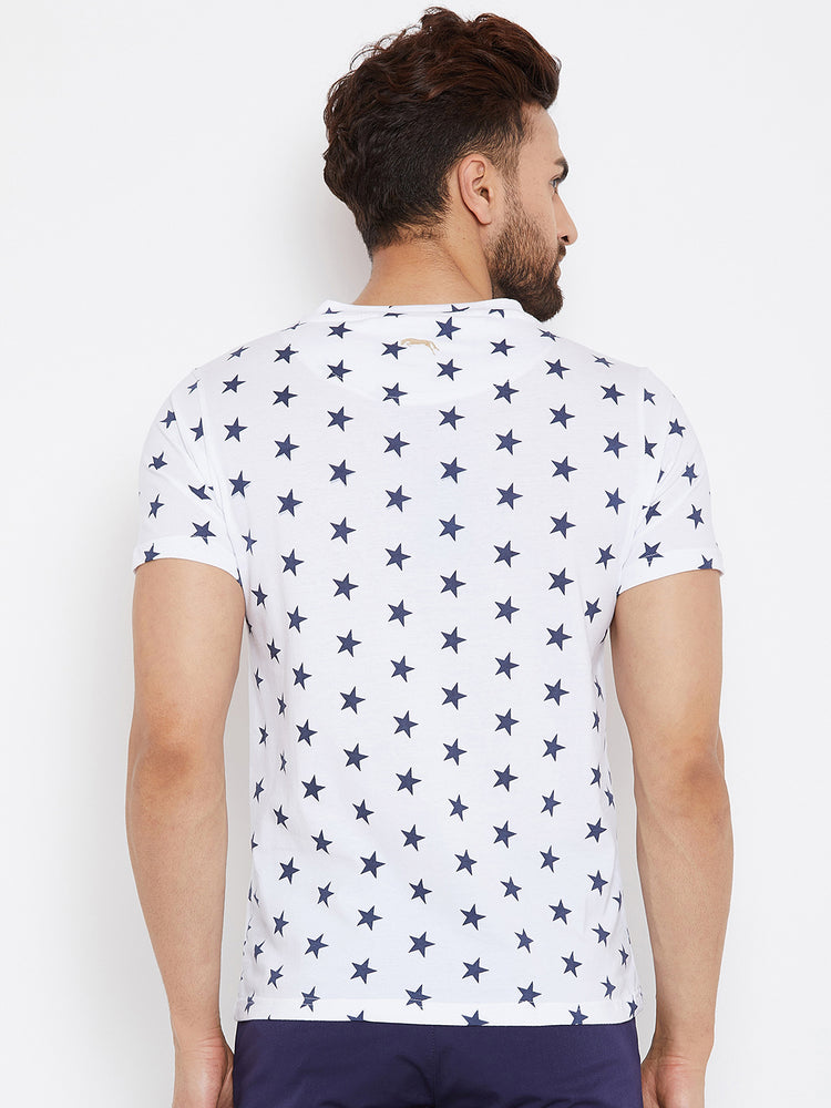 JUMP USA Men White Printed Round Neck T-Shirt - JUMP USA