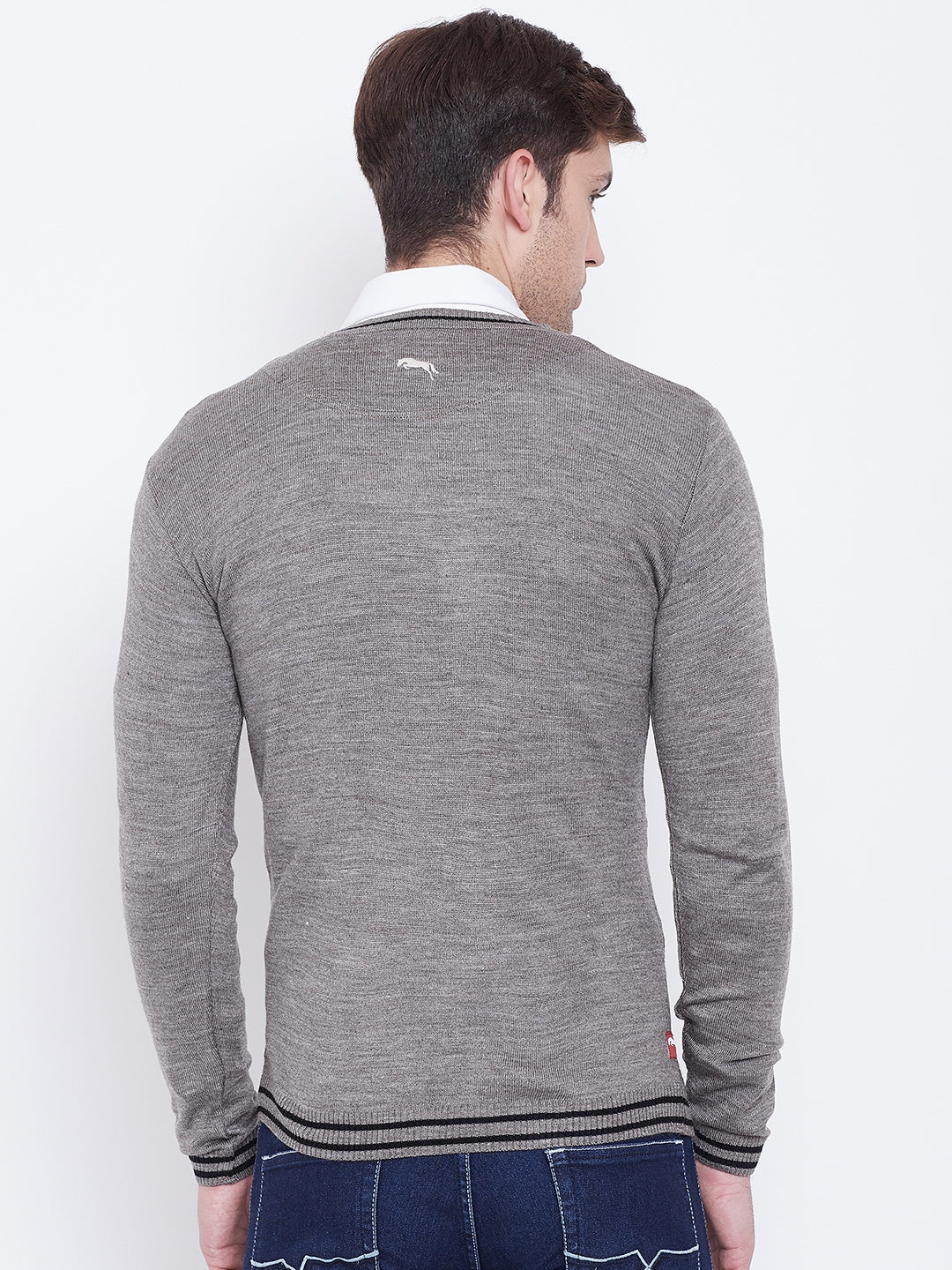 JUMP USA Men Beige Self Design Sweater - JUMP USA