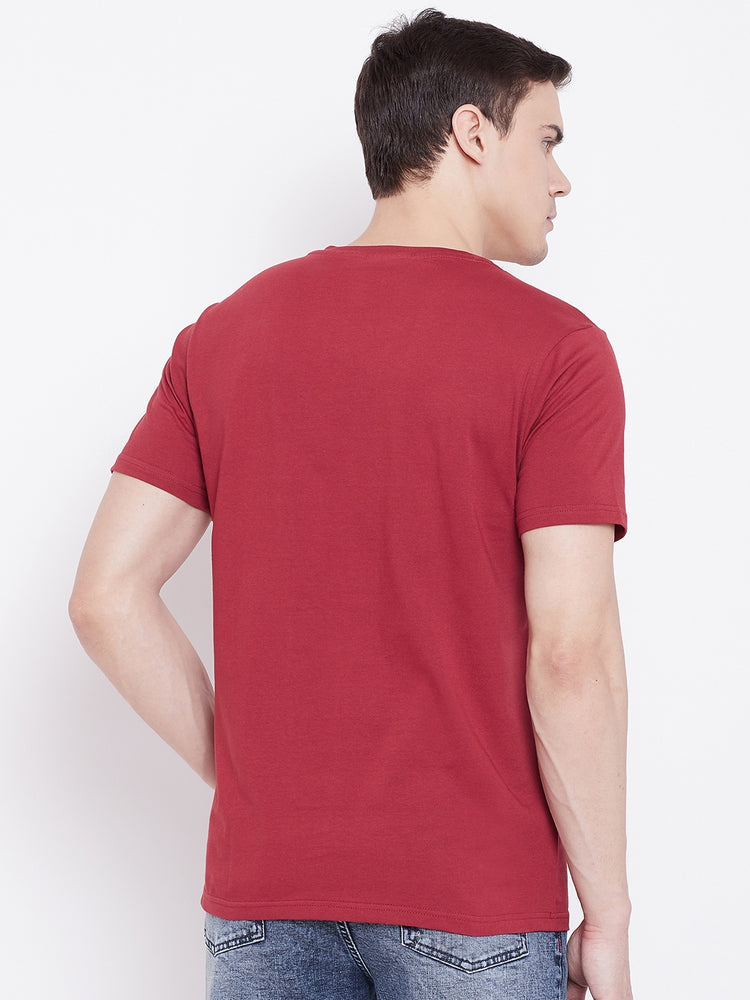 JUMP USA Men Red Solid V-neck Tshirt - JUMP USA