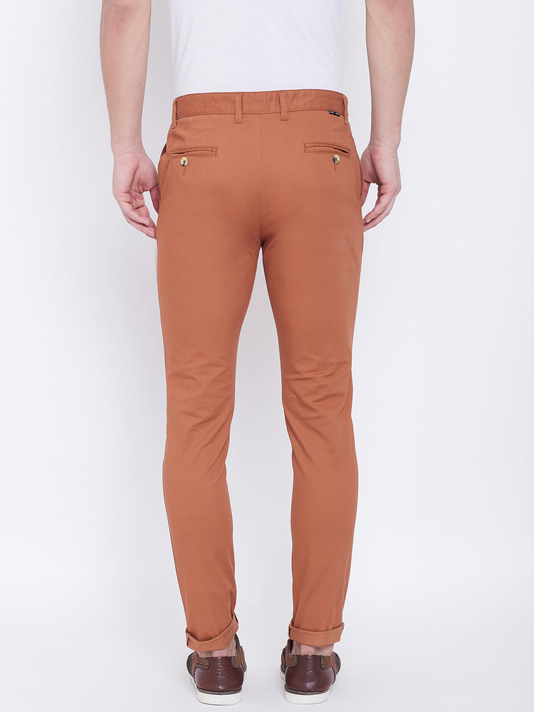 JUMP USA Men Bronze Casual Slim Fit Trousers - JUMP USA