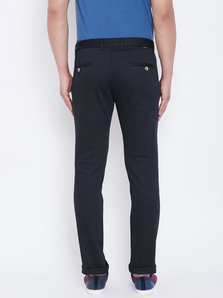 JUMP USA Men Navy Blue Regular Fit Solid Trousers - JUMP USA